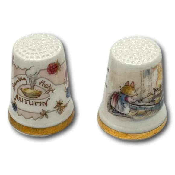 Royal Doulton Thimble Lot 4 Brambly Spring Summer Autumn Winter Jill Bakem - Picture 3 of 10